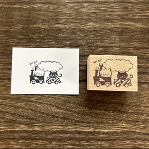 Stamp Wood Stamp Cat Gogo Locomotive