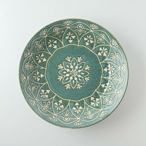 Mino ware Main Plate Green Western Tableware 20.5cm Made in Japan