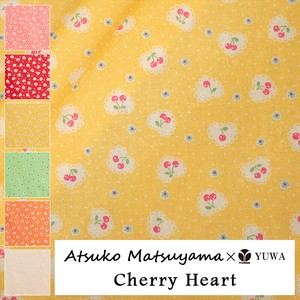 有輪商店 YUWA 松山敦子さん シャーティング "Cherry Heart" [C:Yellow] / 生地 布/ 全6色 / AT826805