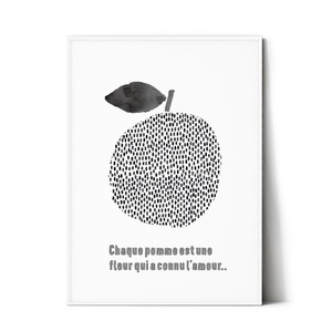 ミニポスター【 モノクロAPPLE 】 北欧　モノトーンポスター　リンゴ