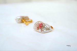 Clip-On Earrings Gold Post Earrings sliver Pink flower