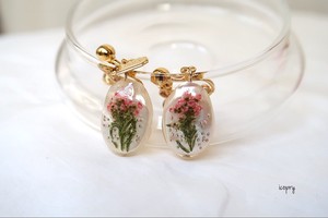 Clip-On Earrings Gold Post sliver flower