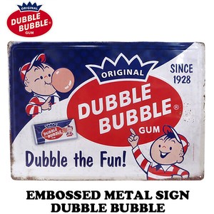 エンボス メタルサイン DUBBLE BUBBLE  Dubble the Fun !【ダブルバブル ブリキ看板】