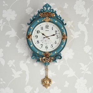 ★大創業祭SALE★薔薇の掛け時計 バロックブルー