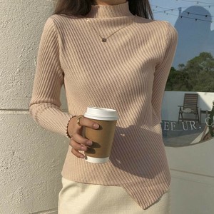 ニット《ハイネックアシメリブニット 》《現品限り》