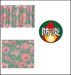 Cafe Curtain Flower Pink 100cm x 42cm Made in Japan
