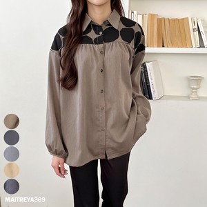 Button Shirt/Blouse Shirring Polka Dot