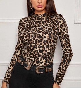 T-shirt Leopard Print Long Sleeves T-Shirt Ladies