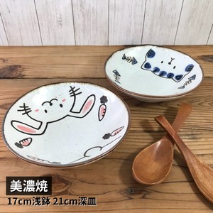 Mino ware Plate Cat 17cm Made in Japan