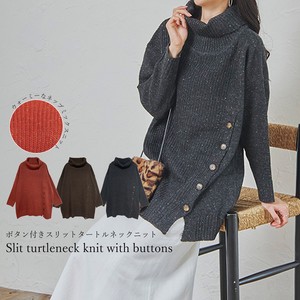 Sweater/Knitwear Slit High-Neck Cowl Neck Turtle Neck Buttoned Autumn/Winter
