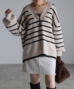 Sweater/Knitwear Knitted V-Neck Border