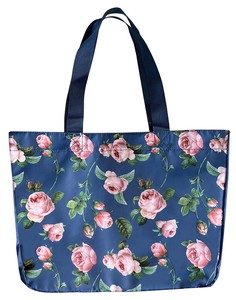 ショッピングバッグ　ローズ　クラシックブルー【鞄】【保冷】【エコバッグ】【花柄】【バラ】