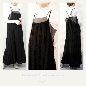 △SALE△フリンジジャガードxT/Nピーチ　レイヤード　キャミワンピース(31444)