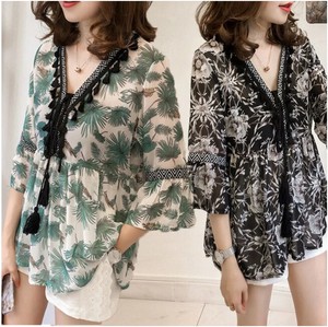 Button Shirt/Blouse 3/4 Length Sleeve Floral Pattern Ladies'