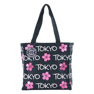 Tote Bag Navy Flower Sakura M Japanese Pattern