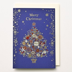 クリスマスカード ■ツリー柄 ■シンプル系 ■箔押し、グリッター付き ■二つ折り無地中紙付