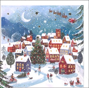 グリーティングカード クリスマス「クリスマスの街並」メッセージカード 2023新作