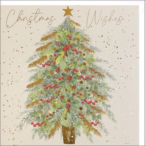 グリーティングカード クリスマス「黄金のクリスマスツリー」メッセージカード 2023新作