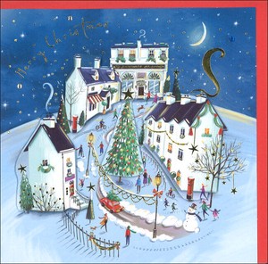 グリーティングカード クリスマス「クリスマスの家」デコパージュ メッセージカード 2023新作