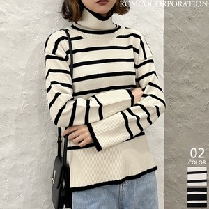 Sweater/Knitwear Tops Turtle Neck Border 【2023NEWPRODUCT♪】