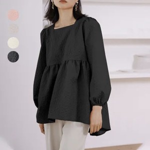 Button Shirt/Blouse Plain Color Long Sleeves Ladies