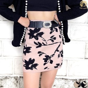 Skirt Mini Floral Pattern Knit Skirt Tight Skirt