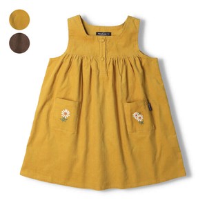お花刺繍シャツコールジャンパースカート  M60305  シンプル、秋らしい、綿100%