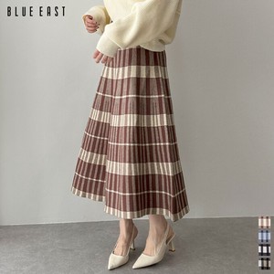 Skirt Long Skirt Knit Skirt Plaid Flare Skirt New Color