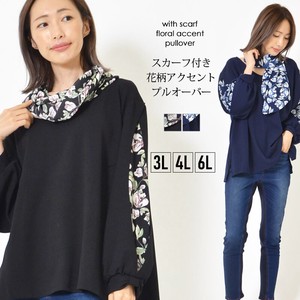 T-shirt Pullover Floral Pattern Tops Switching Ladies