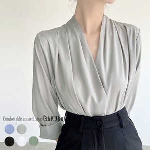 Button Shirt/Blouse Long Sleeves V-Neck Casual Spring