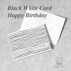 rader ブラック＆ホワイトカード Happy Birthday バースデーカード