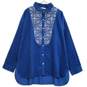 Button Shirt/Blouse Oversized Embroidered