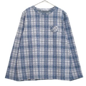 T-shirt Pullover Tartan Check Pattern Crew Neck Long Sleeves Made in Japan