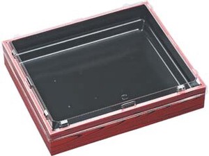 折箱容器 エフピコ WPS-角255-220透明蓋付 赤焼板目黒