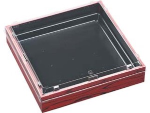 折箱容器 エフピコ WPS-角235-235透明蓋付 赤焼板目黒