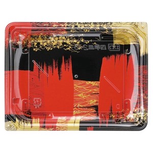 寿司容器 エフピコ 四季皿2-3 本体 角紋赤