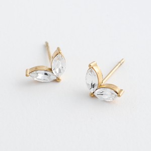 Pierced Earrings Gold Post Gold Stainless Steel Leaf