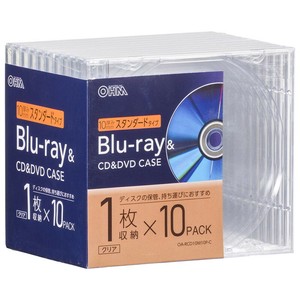 Blu-ray＆CD＆DVDケース 厚み10mmスタンダードタイプ クリア 10個パック