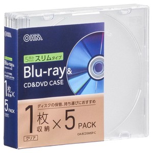 Blu-ray＆CD＆DVDケース 厚み5mmスリムタイプ クリア 5個パック