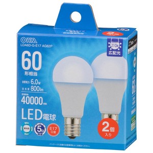 LED電球小形E17 60形相当 昼光色 2個入