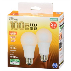 LED電球 E26 100形相当 電球色 2個入