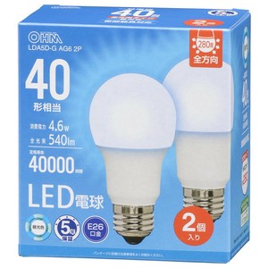 LED電球 E26 40形相当 昼光色 2個入