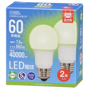 LED電球 E26 60形相当 昼白色 2個入