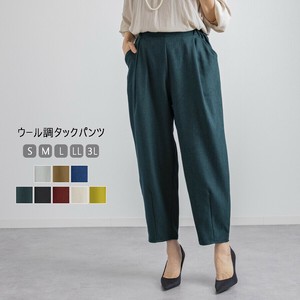ウール調タックパンツ　股下63cm　カラー豊富　S〜3L