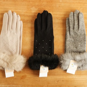 Gloves Rabbit Fur black Ladies' Simple