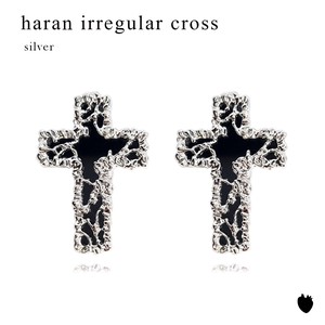 HARAN irregular cross earring