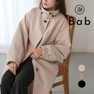 Coat Tuck Sleeves Stand-up Collar