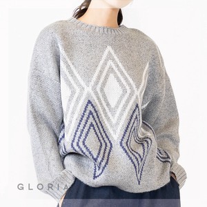 Sweater/Knitwear Diamond-Patterned Knit Pullover
