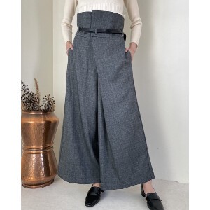 Full-Length Pant High-Waisted Plaid Wide Pants