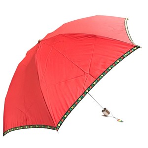 綿×ポリエステル チロリアンテープ 3段丸ミニ 折りたたみ傘 晴雨兼用 UVカット
